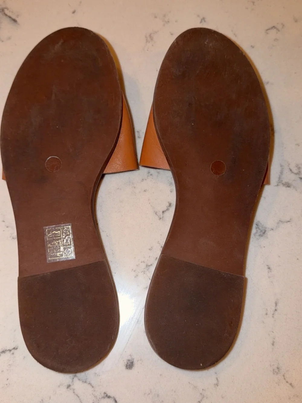 Tory Burch Brown Leather Double T Logo Slide Sandals – Size 8